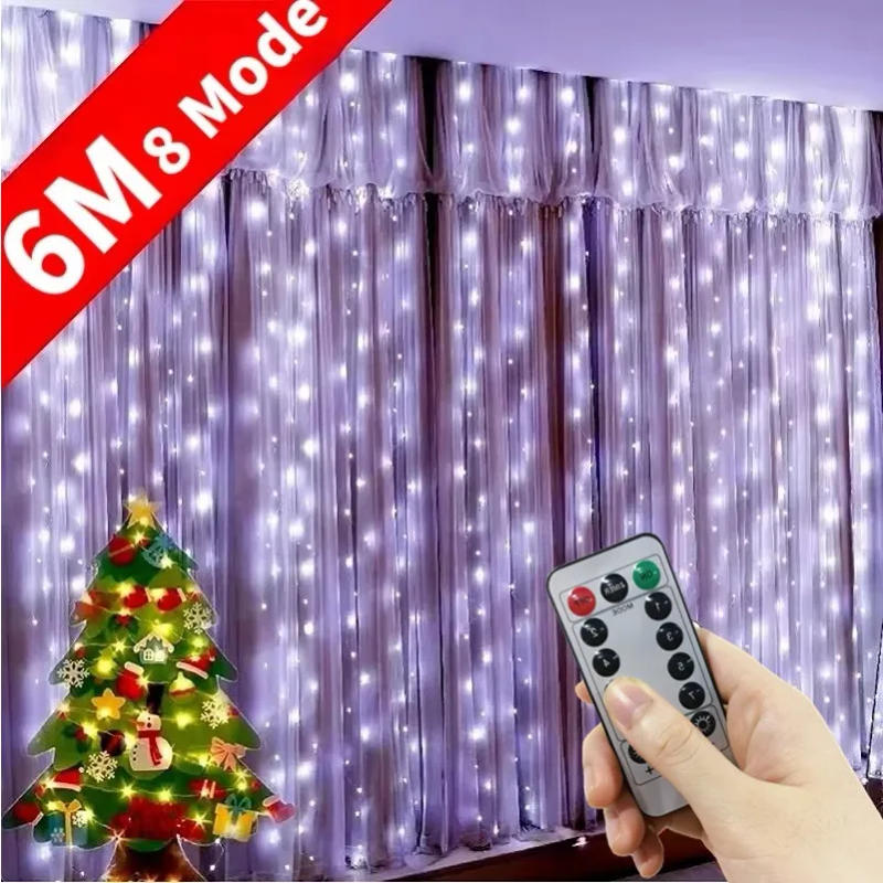 Description Picture 2 of itemLED String Lights Christmas Decoration Remote Control USB Wedding Garland Curtain 3M Lamp Holiday For Bedroom Bulb Outdoor Fairy