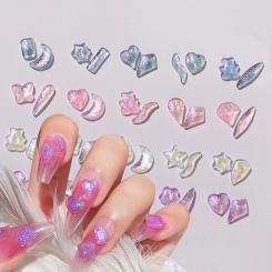 100PCS Mixed Glitter Nail Rhinestones Gems For 3D Aurora Nails Flatback Resin Crystal Nail Art Rhinestone Manicure Decorations