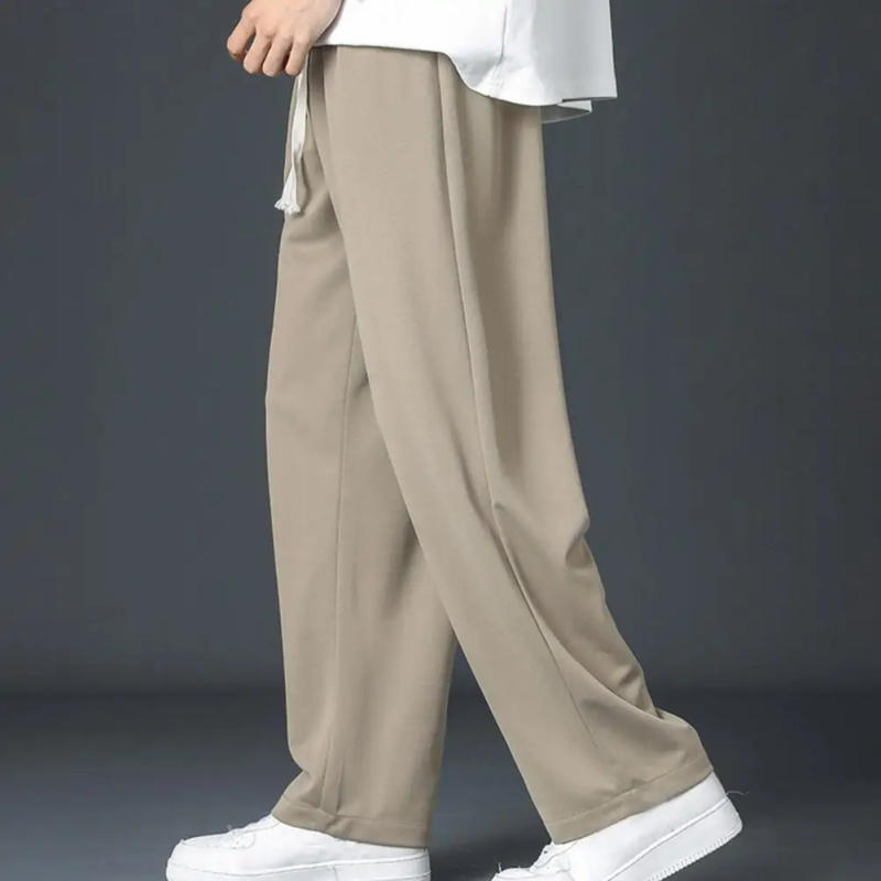 Description Picture 6 of itemElastic Waistband Pants Stretchy Quick-dry Trousers Men's Loose Fit Drawstring Gym Pants with Wide Leg Elastic for Comfortable