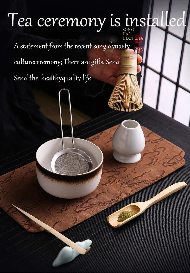 Description Picture 3 of item6Pcs Tea Whisk Brush Set Bamboo Matcha Whisk Scoop and Holder Matcha Bowl with Strainer Japanese Matcha Ceremony Accessory