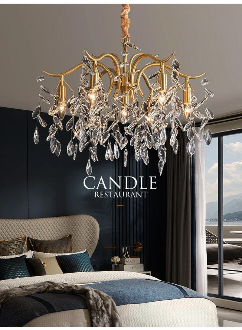 Description Picture 6 of itemAmerican Vintage Pendant Lights Luxury Crystal Retro LED Chandeliers Traditional Hanging Lamps for Living Room Bedroom Lustre