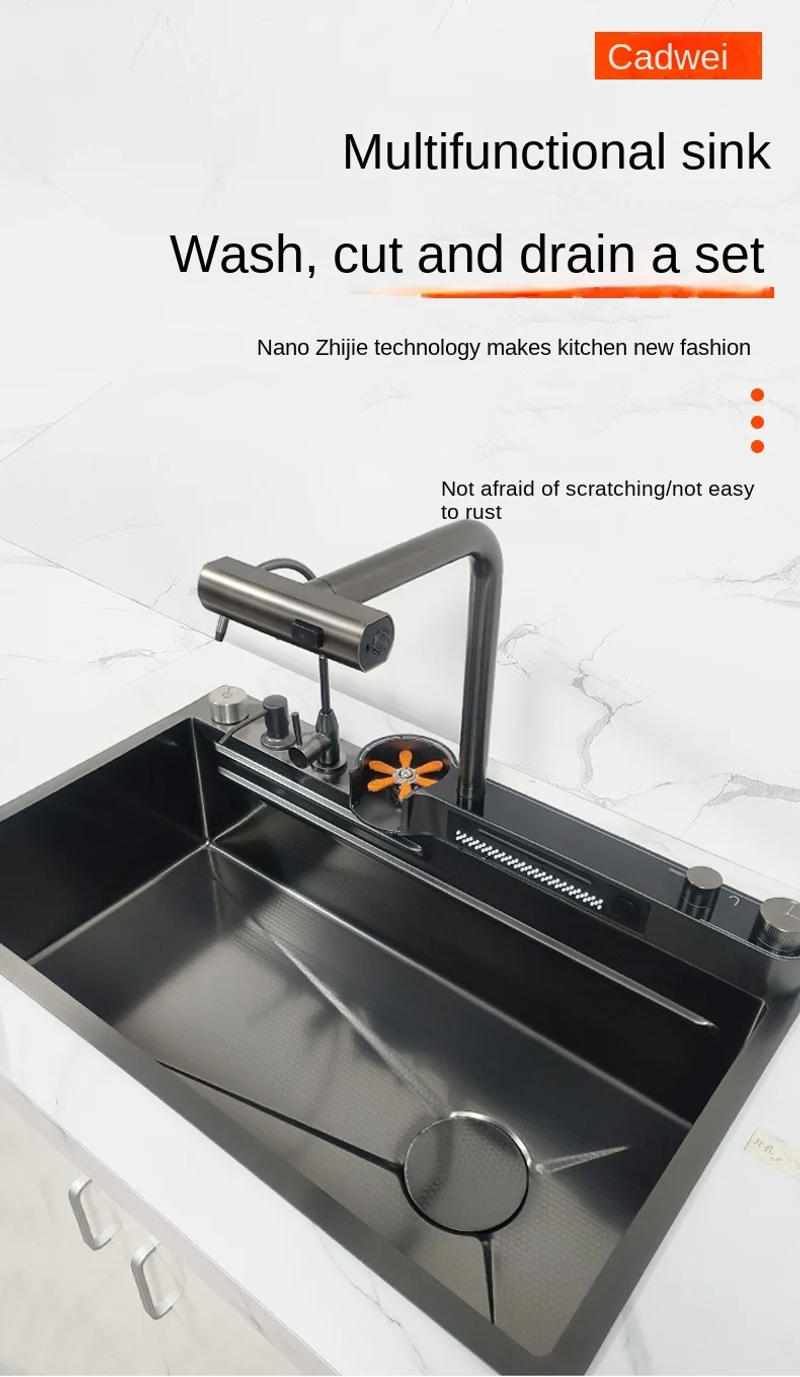 Description Picture 2 of itemWaterfall Kitchen Sink Pull Out Waterfall Water Tap Smart Kitchen Sink Multifunction Kitchen Faucets Novel Kitchen Accessorie