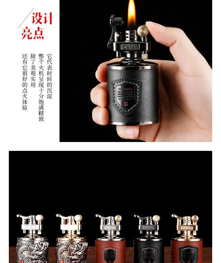 Description Picture 5 of itemCandlestick Kerosene Lighter Windproof Retro Creative Grinding Wheel Lighter Men's Gift Table Decoration Cigar Accessories