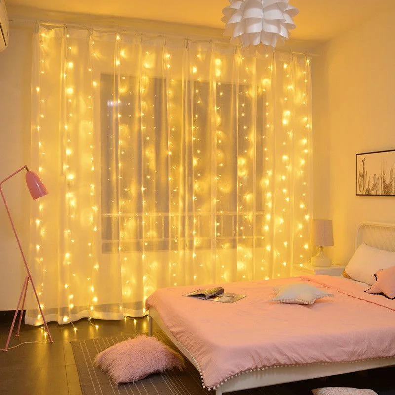 Description Picture 4 of item6M LED Garland Curtain Lights 8 Modes Remote Control Fairy Lights String Wedding Christmas Decor for Home Ramadan Festival Lamp