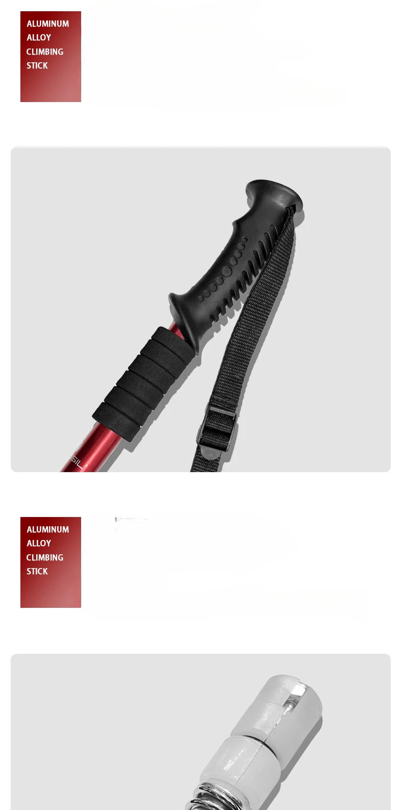 Description Picture 4 of itemAluminium Alloy Teleskopic Stick Hiking Poles Bastão De Trekking Walking Stick Ultralight Absorber Walking Cane Alpenstock