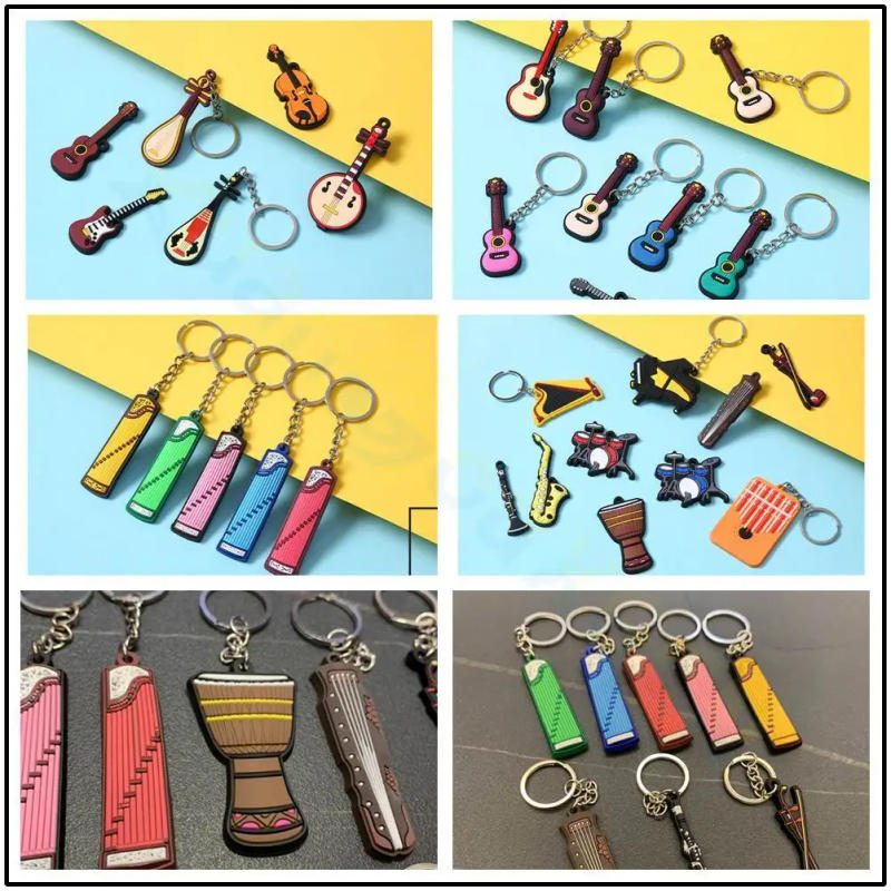 Description Picture 3 of itempiano Guitar Keychain Punk Violin Musical Instrument Silicone Pendant Keyring Guzheng Holder Friends Gifts Bag Jewelry souvenir