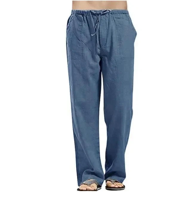 Description Picture 4 of itemMens Pants Linen Loose Solid Color Pocket Casual Trousers Men