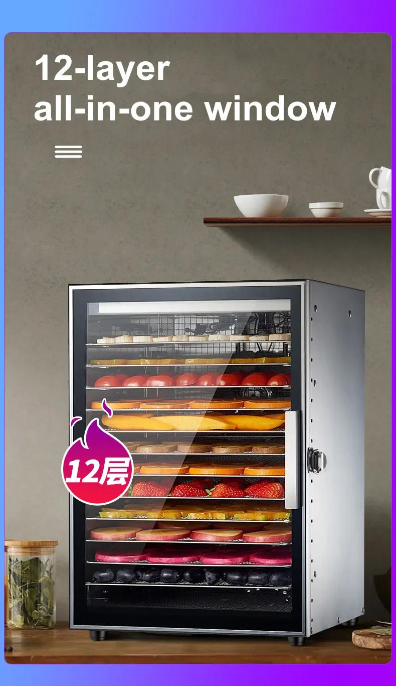 Description Picture 3 of item220V 110V Dry Fruit Machine Food Dehydration Dryer Fruit Dryer Commercial Stainless Steel Food Dryer Dried Vegetables Pet Snacks