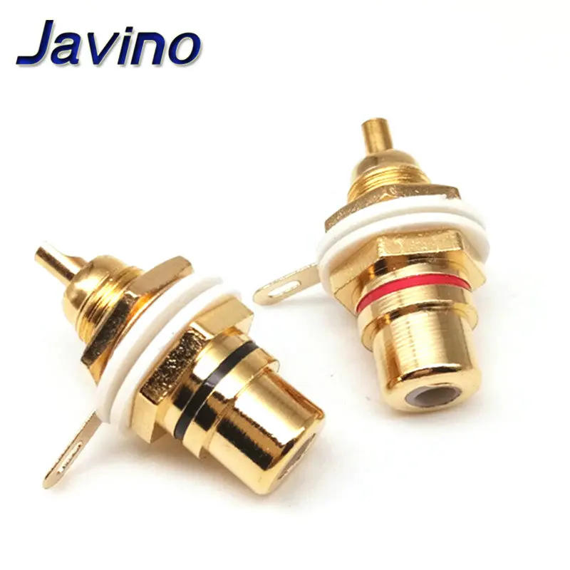Description Picture 3 of item1 Pair RCA Female Socket Connector Chassis Panel Mount Adapter Audio Terminal Plug 3.5mm Plug AV Plug