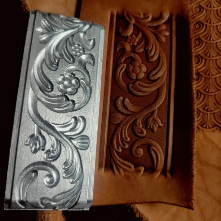 Description Picture 6 of itemRolled Vine Branch Pattern Belt Emboss Stamps Metal Pressing Mold 3D Vintage Design Leather Craft Carving Hydraulic Pressure