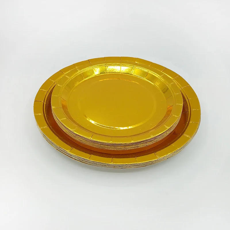 Description Picture 4 of itemGold Wedding Disposable Paper Plate Cups Straw napkins cake stand Tableware for Adult Kids Birthday Party Supplies Gold decor