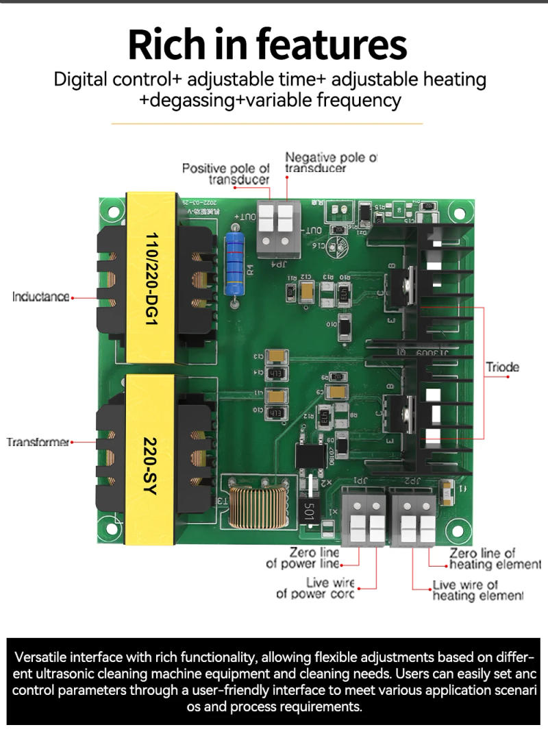Description Picture 5 of itemUltrasonic Cleaner Accessories 60~180W Drive Board 40KHz 110V/220V Homemade DIY Repair Applications