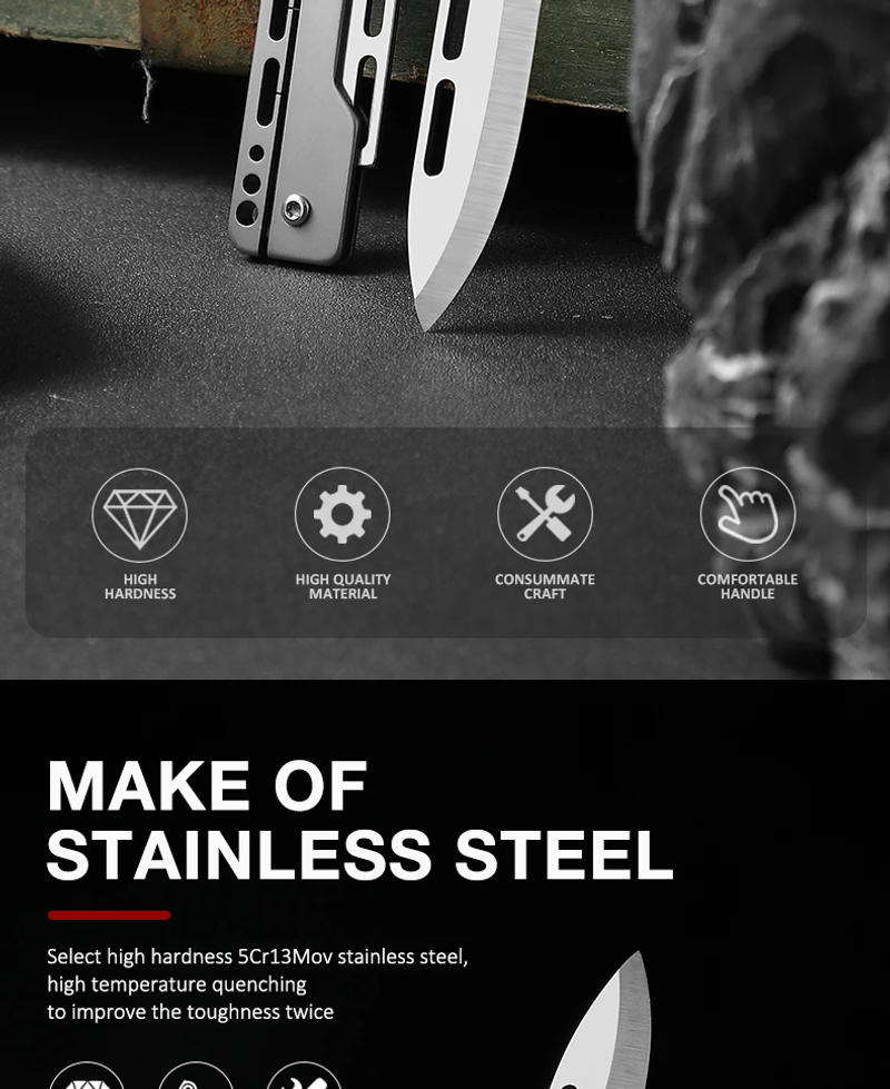 Description Picture 3 of itemTitanium folding knives slim pocket knife pocket knife for women Keychain knife tanto folding knife small pocket knife