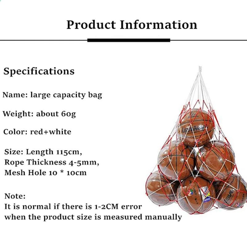 Description Picture 2 of item1Pc Football Net Bag Nylon Bold Storage Bag Single Ball Carry Portable Equipment Outdoor Sports Soccer Basketball Volleyball Bag