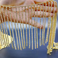 Rhinestone Fringe Trim Crystal Irregular Tassel Chain Applique Ribbon For Crafts Dress Jeans Accessories Clothing Diy Decoration