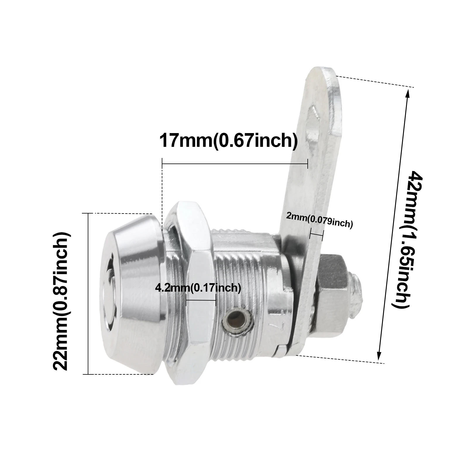 Description Picture 6 of itemTubular Cam Lock Cabinet Lock Keyed Alike Removable Keys Offset Cams 1-1/8" 5/8" Cylinder Length Zinc Alloy Drawer Box RV Door