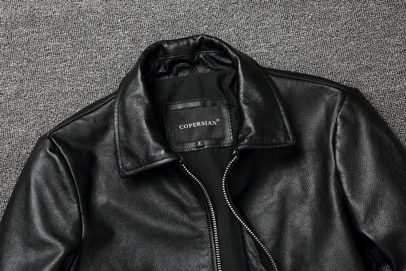 Description Picture 5 of itemCasual Men Leather Jacket Slim Soft Cowhide Leather Mens Jacket Male Skin Coat Spring Autumn Chaqueta De Cuero Para Hombre