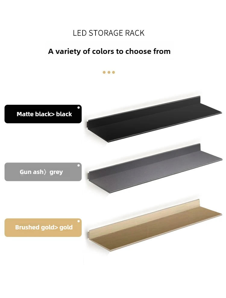 Description Picture 4 of itemWall Mounted Led Storage,Shelves with Led Light Holder Minimalism Decoration, Alluminium Wall Shelf Bookcase Wall Shelf