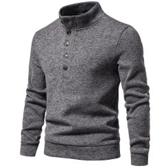 Solid Color Sweater Men's Turtleneck Button Down Sweater Autumn Winter Solid Color Knit Lightweight Long Sleeve for Casual