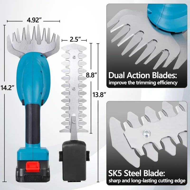 Description Picture 6 of itemShears Grass Knife Battery Power Supply Green Hedge Trimmer Suitable for Garden、Courtyard and Lawn(Blue)