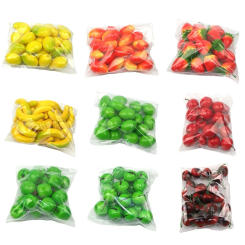 10PCS 3cm Mini Artificial Fruits Foods Plastic Fake Apple Mango Orange Lemon Banana Strawberry Home Decoration