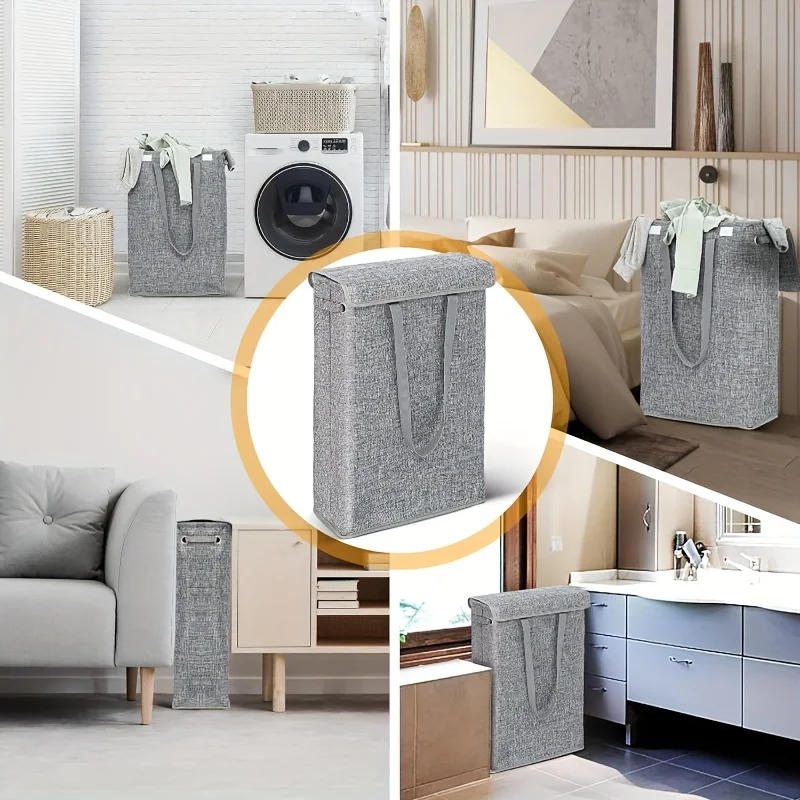 Description Picture 4 of item1PCS Slim Laundry Basket with Lid 45L Slim Laundry Hamper Waterproof Narrow Laundry Basket Space Saving Thin Clothes Hamper 