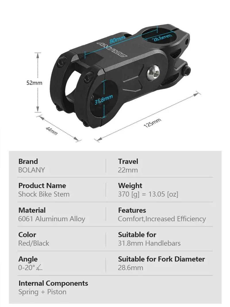 Description Picture 5 of itemBolany Suspension stem for Bicycles Shock Absorbing 28.6mm 31.8mm Bicycle handlebar stem Adjustable Bicycle Bridge Bike parts