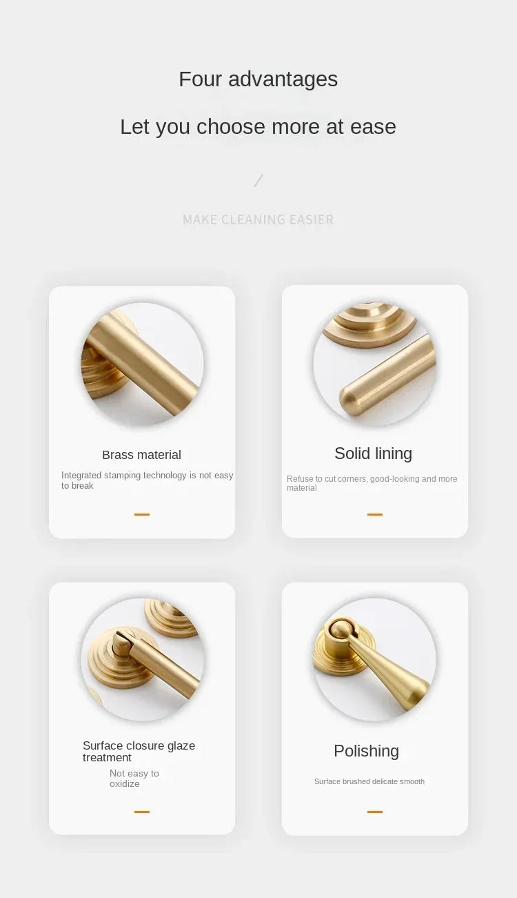 Description Picture 2 of itemGold brushed cabinet door Brass handle Furniture hardware clothing cabinet pure copper handle Cabinet door window accessories