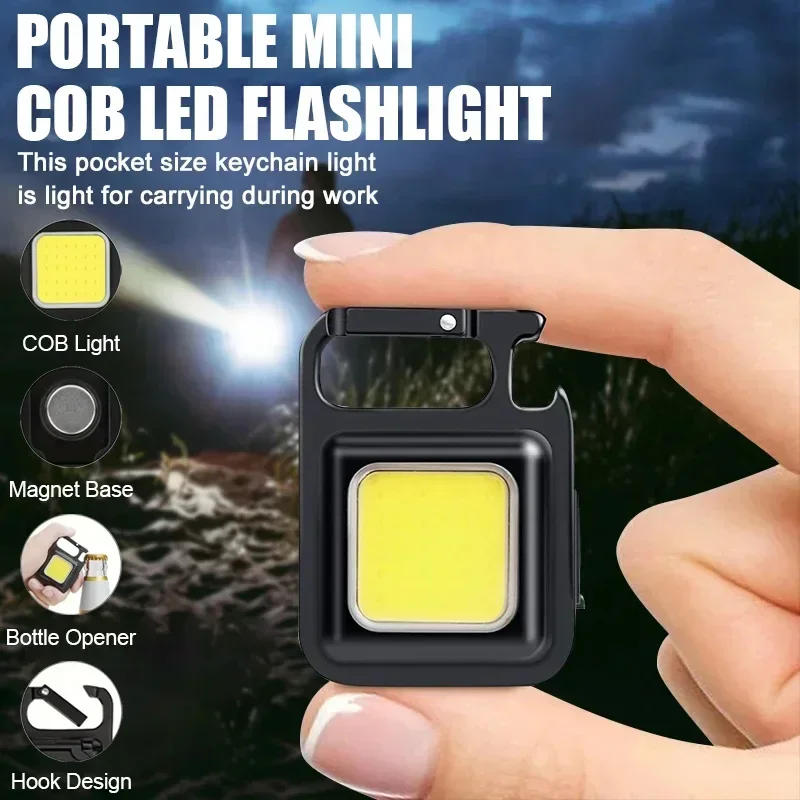 Description Picture 2 of itemSuper Bright Mini COB Keychain Flashlight Portable Charging Torch Camping Lights with Magnet 4 Lighting Modes For Work Lamp