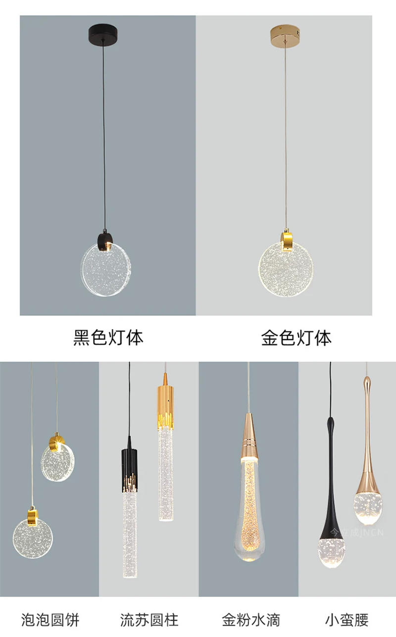 Description Picture 4 of itemBedroom Bedside Small Chandelier Light Luxury Bedside Table Crystal Hanging Line Lamp Background Wall Bar Single-head Water Drop