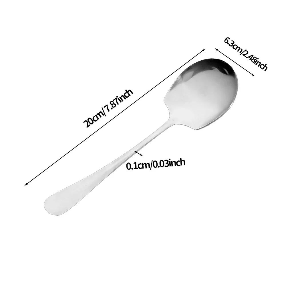 Description Picture 2 of itemLarg Spoon Long Handle Spoons Kitchen Dinner Dish Soup Rice Western Restaurant Bar Public Scoop Stainless Steel Round Head Ladle