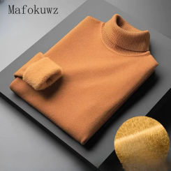Autumn Winter Thicken Velvet Mid-collar Sweater Men's Warm Loose Casual High Street Bottoming Sweaters Pullovers Male Clothes