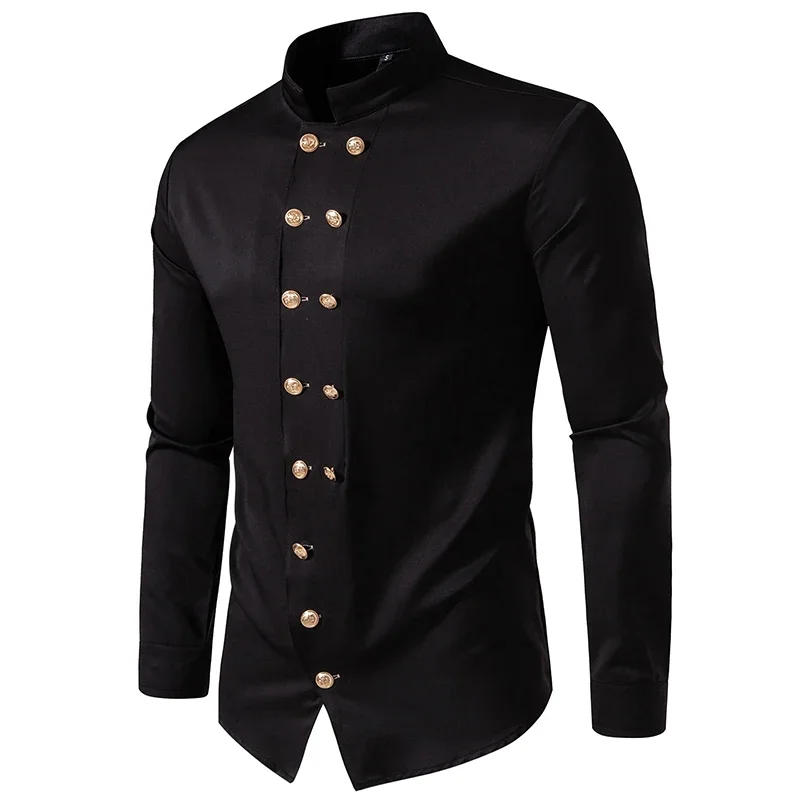 Description Picture 6 of itemNew Long Sleeved Formal Men's Shirt Fashion Slim Fit Solid Color Men's Wedding Ball Social Tailcoat Shirt