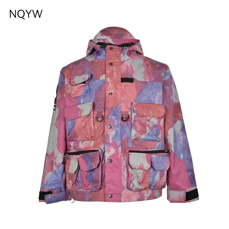 Description Picture 6 of itemFace X Co branded 20SS Camo Tie Dyed Multi Pocket Charge Coat Men's Windproof Outdoor Jacket Women's Hooded Windbreaker Coat