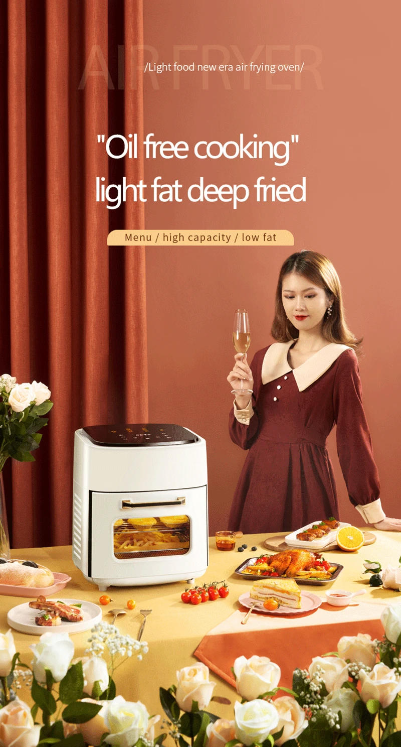 Description Picture 2 of item15L Multifunction Digital Air Fryer Without Oil Electric Oven, Dehydrator, Air Fryer with LED Touch Panel Large Display Window
