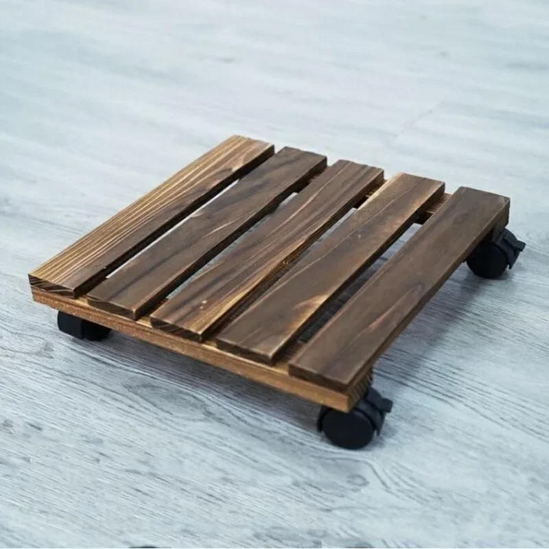 Description Picture 6 of itemSolid Wood Thickened Movable Flower Stand, Flower Tray, Bonsai Flower Pot Tray, Roller Base with Universal Wheels