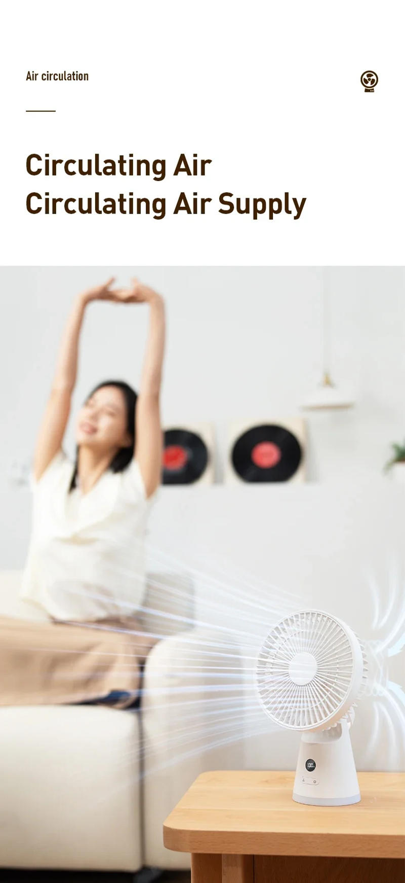 Description Picture 5 of itemVissko USB Desk Fan Strong Airflow & Quiet Operation Three-Speed Wind Mini Table Fan 3600mAh for Home Office Bedroom