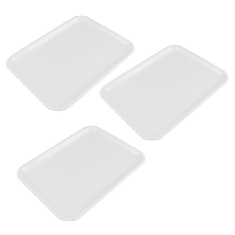 Description Picture 6 of itemABUN-3Pcs 10 Inch Long Rectangle Shape Serving Tray Made Of Plastic White