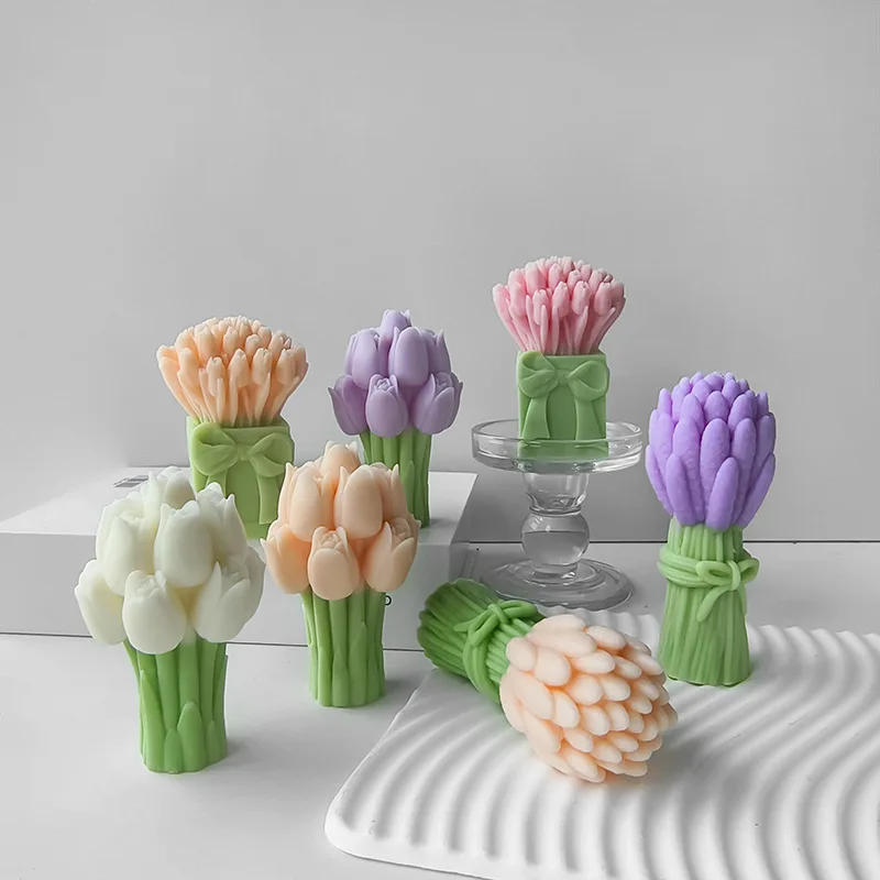 Description Picture 4 of item1Pcs 3D Lavender Bouquet Silicone Candle Molds Handmade Tulip Flower Soap Resin Plaster Mold DIY Crafts Making Tool Home Gift