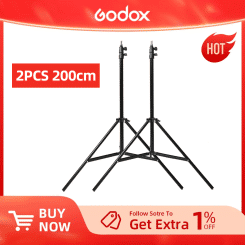 2x Godox 2m Light Stand Tripod for Photo Studio Softbox Video Flash Umbrellas Reflector Lighting Bakcground Stand 200cm