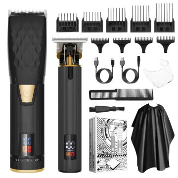 Resuxi Hair Trimmer 652 Rechargeable Low Noise Professional Barber Salon Clipper T Blade Trimmer 2 Pieces Set Hair Clipper