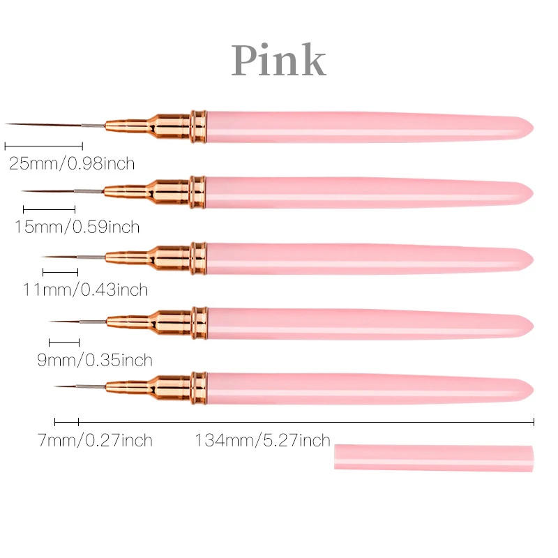 Description Picture 4 of itemProfessional Nail Art Liner Brushes Elongated Stripe Lines Drawing Pen UV Gel Polish Painting Brush Nail Manicure Design Tool