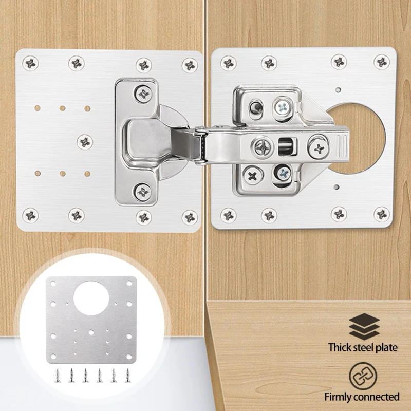 Description Picture 6 of itemCabinet Hinge Repair Plate Kit Kitchen Cupboard Door Hinge Mounting Plate With Holes Flat Fixing Brace Brackets Household Tools