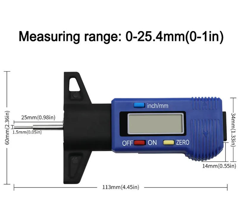 Description Picture 3 of itemThickness Gauges Digital CarTyre Tire Tread Depth Gauge Meter Measurer Tool Caliper Tread Brake Pad Shoe Tire Monitoring System