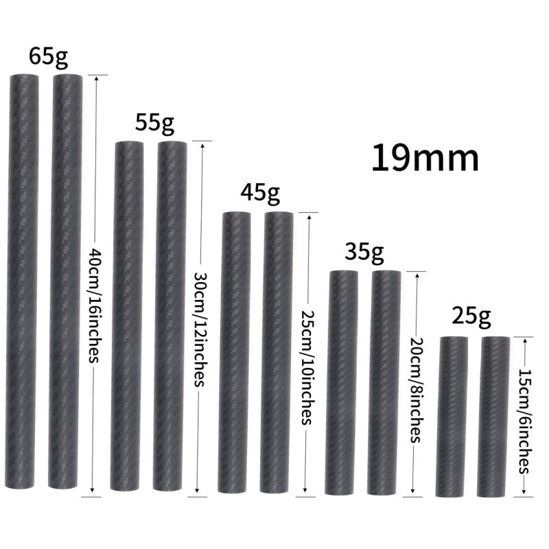 Description Picture 5 of item2pcs Carbon Fiber Rod 15mm/19mm Tube Pole 6" 10" 12" 16" Inch Long for 5D2 DSLR Camera Rail Support System Cage Rig Follow Focus
