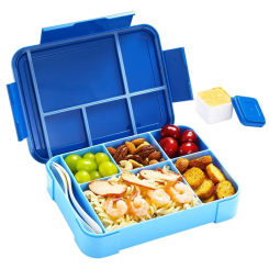 Portable Bento Box with Fork and Spoon Students Office School Microwave Lunch Box 1300ml Food Storage Container with Sauce Box
