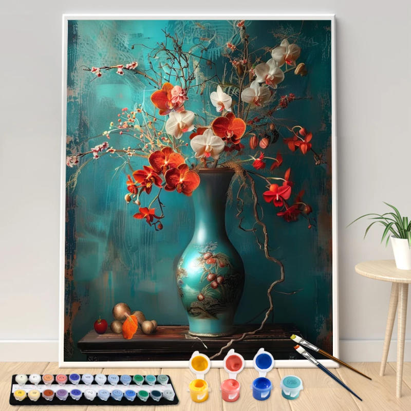 Description Picture 2 of itemPainting By Numbers French Vase With Red Flower Adult Kit Seascape DIY Acrylic Paint Canvas Artwork Canva Art Gift Home Decorate