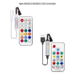 4Pin 14/17/21keys RF Phantom Pixel Controller Intelligent LED Light Strip Dimmer Light Bar Dimming Remote Control DC/USB DC5-24V