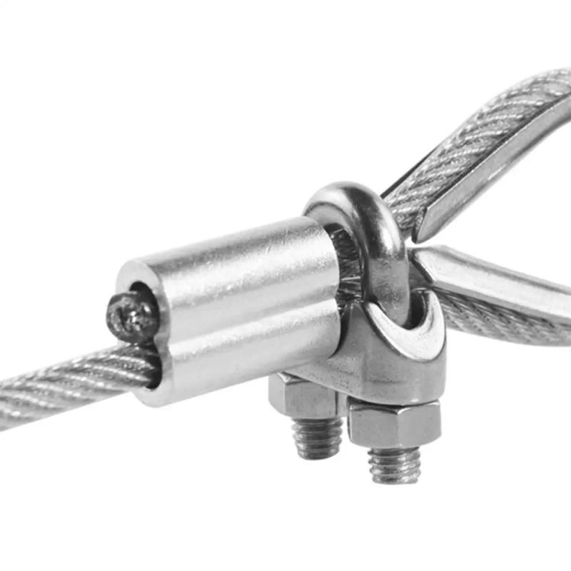 Description Picture 6 of item10-50Pcs Durable M1 to M12 Crimp Sleeve Double Hole Hardware Cable Clip Aluminum Fixing Clip Wire Ferrules Steel Wire Rope