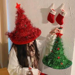 Christmas Tree Hat Red Green Xmas Headwear Creative Xmas Head Decortion New Year Christmas Decor Navidad Party Supplies